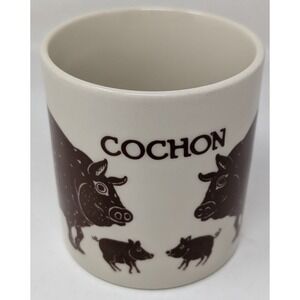 VTG 1979 Taylor & Ng Brown Tan Cochon Pig Coffee Cup Mug Baby Piglets Japan